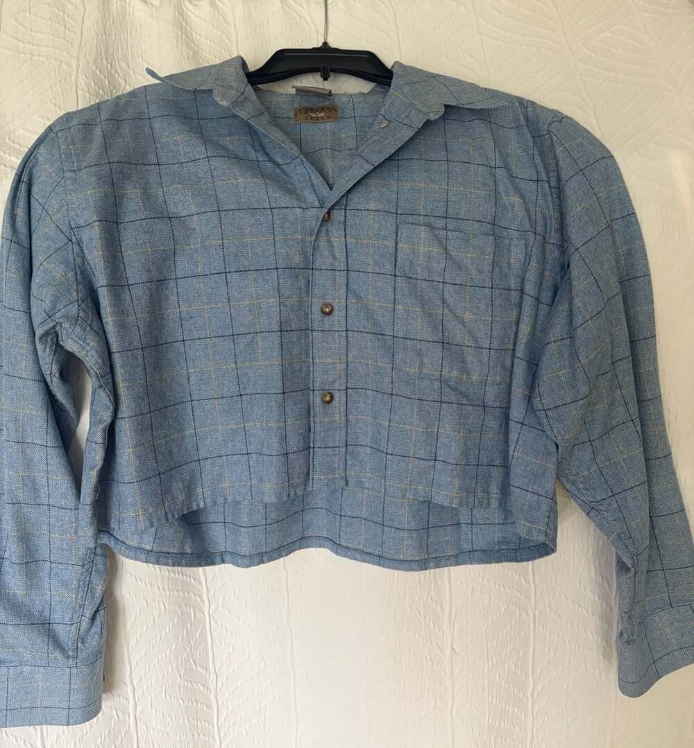 Fubu Men's 2XL Vintage Blue Plaid Cotton Button Up Shirt Big Tall Y2K Streetwear